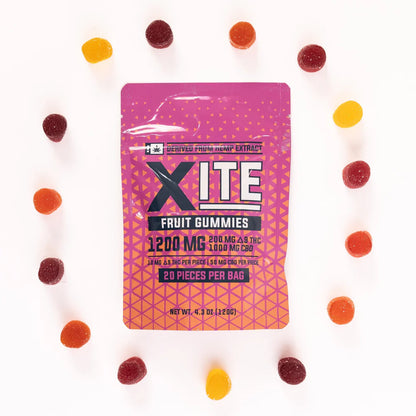 XITE Fruit Gummies | 1200MG Bag (10MG THC + 50MG CBD per gummy)